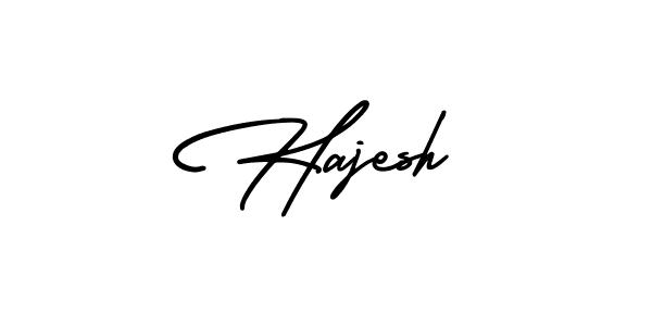 You should practise on your own different ways (AmerikaSignatureDemo-Regular) to write your name (Hajesh) in signature. don't let someone else do it for you. Hajesh signature style 3 images and pictures png