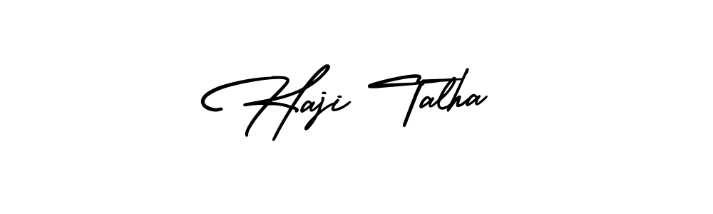You should practise on your own different ways (AmerikaSignatureDemo-Regular) to write your name (Haji Talha) in signature. don't let someone else do it for you. Haji Talha signature style 3 images and pictures png