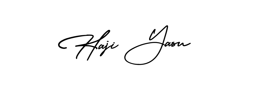 This is the best signature style for the Haji Yasu name. Also you like these signature font (AmerikaSignatureDemo-Regular). Mix name signature. Haji Yasu signature style 3 images and pictures png