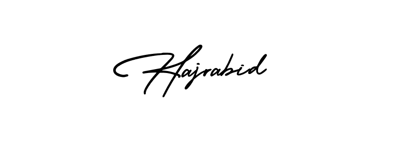 You should practise on your own different ways (AmerikaSignatureDemo-Regular) to write your name (Hajrabid) in signature. don't let someone else do it for you. Hajrabid signature style 3 images and pictures png