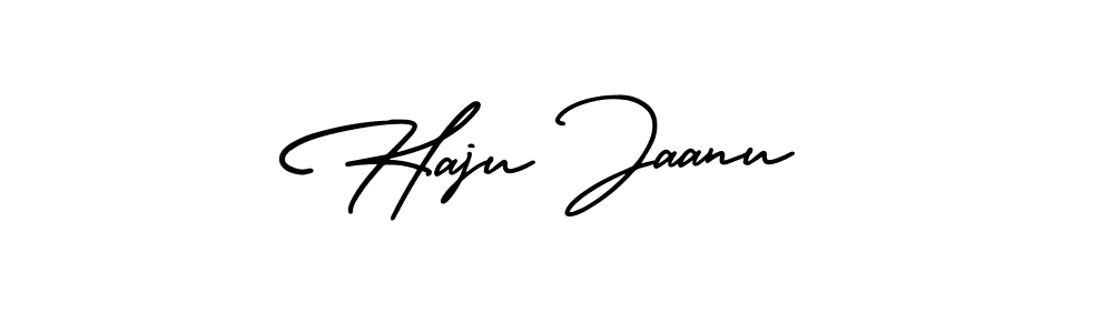 The best way (AmerikaSignatureDemo-Regular) to make a short signature is to pick only two or three words in your name. The name Haju Jaanu include a total of six letters. For converting this name. Haju Jaanu signature style 3 images and pictures png