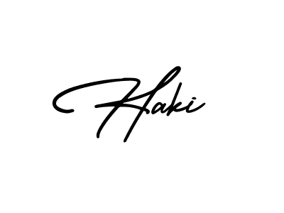 Use a signature maker to create a handwritten signature online. With this signature software, you can design (AmerikaSignatureDemo-Regular) your own signature for name Haki. Haki signature style 3 images and pictures png