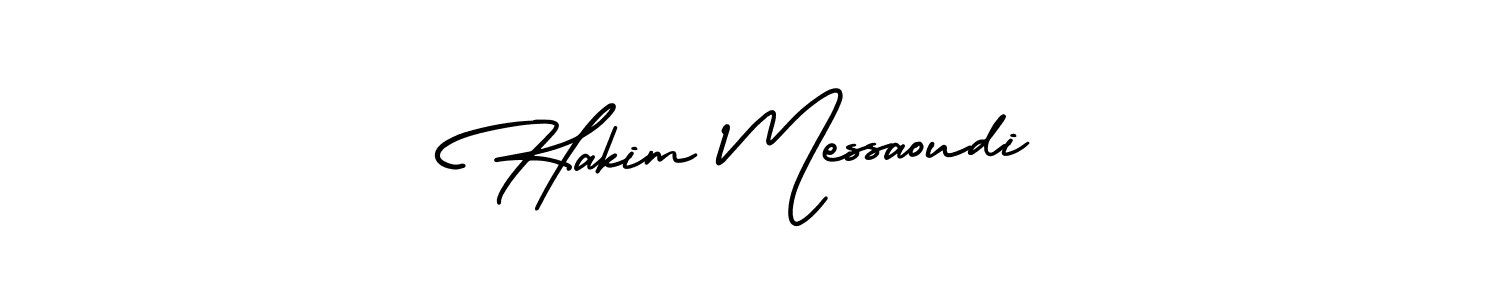 The best way (AmerikaSignatureDemo-Regular) to make a short signature is to pick only two or three words in your name. The name Hakim Messaoudi include a total of six letters. For converting this name. Hakim Messaoudi signature style 3 images and pictures png