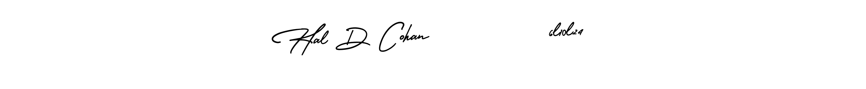 The best way (AmerikaSignatureDemo-Regular) to make a short signature is to pick only two or three words in your name. The name Hal D Cohan           6l10l24 include a total of six letters. For converting this name. Hal D Cohan           6l10l24 signature style 3 images and pictures png