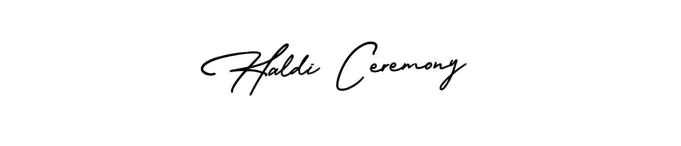 It looks lik you need a new signature style for name Haldi Ceremony. Design unique handwritten (AmerikaSignatureDemo-Regular) signature with our free signature maker in just a few clicks. Haldi Ceremony signature style 3 images and pictures png
