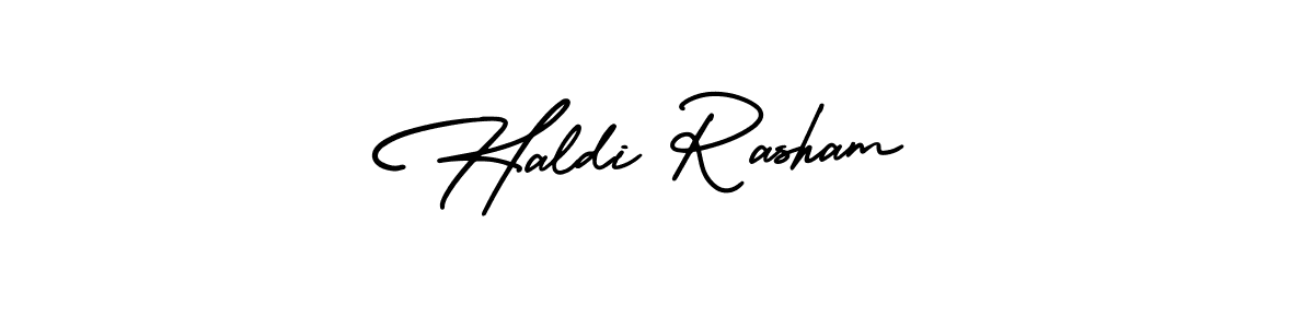 How to Draw Haldi Rasham signature style? AmerikaSignatureDemo-Regular is a latest design signature styles for name Haldi Rasham. Haldi Rasham signature style 3 images and pictures png