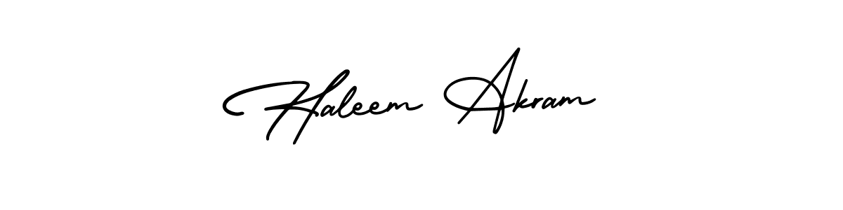 The best way (AmerikaSignatureDemo-Regular) to make a short signature is to pick only two or three words in your name. The name Haleem Akram include a total of six letters. For converting this name. Haleem Akram signature style 3 images and pictures png