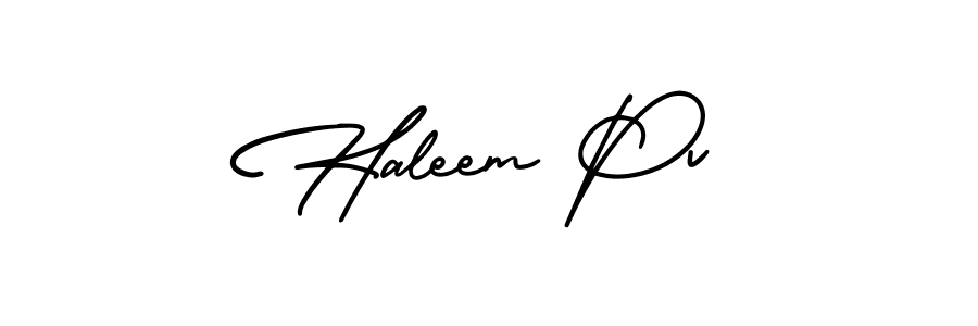 Design your own signature with our free online signature maker. With this signature software, you can create a handwritten (AmerikaSignatureDemo-Regular) signature for name Haleem Pv. Haleem Pv signature style 3 images and pictures png