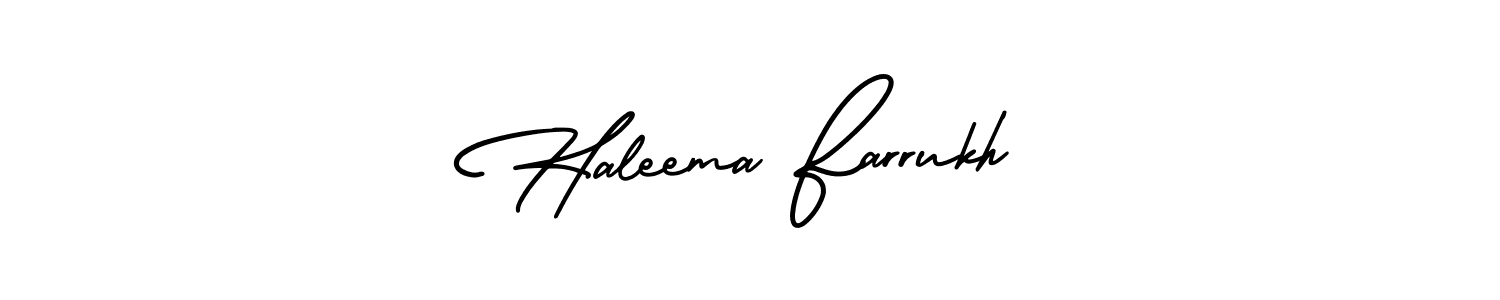 Make a beautiful signature design for name Haleema Farrukh. With this signature (AmerikaSignatureDemo-Regular) style, you can create a handwritten signature for free. Haleema Farrukh signature style 3 images and pictures png