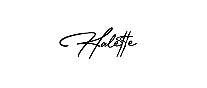 Use a signature maker to create a handwritten signature online. With this signature software, you can design (AmerikaSignatureDemo-Regular) your own signature for name Halette. Halette signature style 3 images and pictures png
