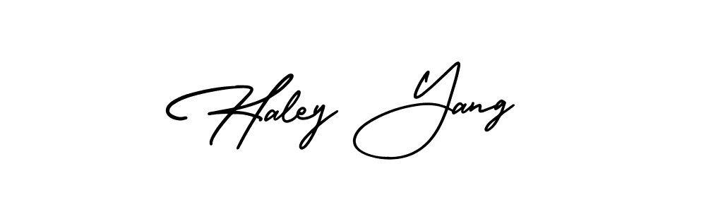It looks lik you need a new signature style for name Haley Yang. Design unique handwritten (AmerikaSignatureDemo-Regular) signature with our free signature maker in just a few clicks. Haley Yang signature style 3 images and pictures png