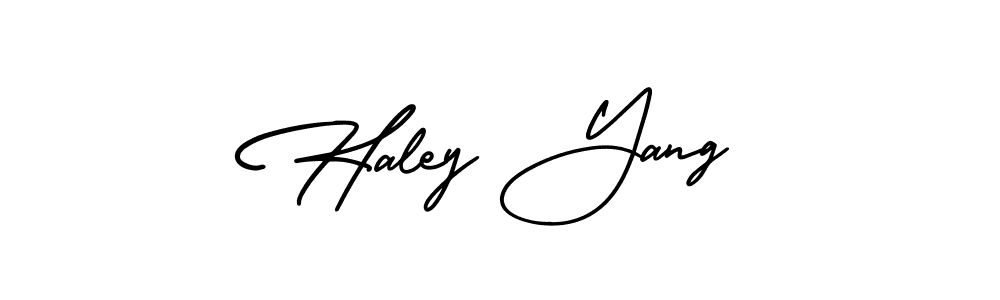 Create a beautiful signature design for name Haley Yang. With this signature (AmerikaSignatureDemo-Regular) fonts, you can make a handwritten signature for free. Haley Yang signature style 3 images and pictures png