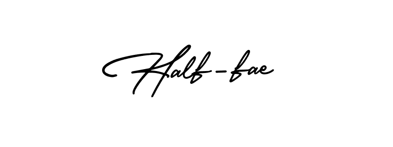 How to make Half-fae name signature. Use AmerikaSignatureDemo-Regular style for creating short signs online. This is the latest handwritten sign. Half-fae signature style 3 images and pictures png