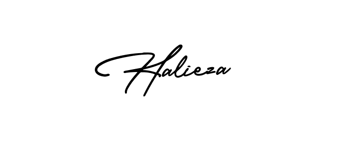 You should practise on your own different ways (AmerikaSignatureDemo-Regular) to write your name (Halieza) in signature. don't let someone else do it for you. Halieza signature style 3 images and pictures png