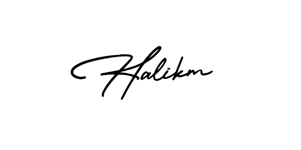 Halikm stylish signature style. Best Handwritten Sign (AmerikaSignatureDemo-Regular) for my name. Handwritten Signature Collection Ideas for my name Halikm. Halikm signature style 3 images and pictures png