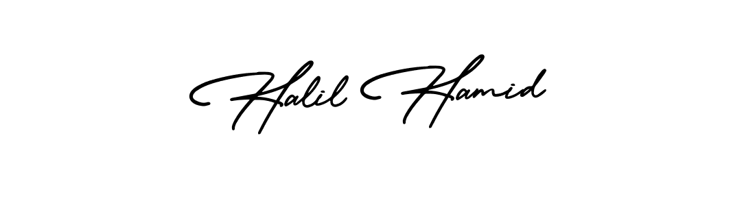 Design your own signature with our free online signature maker. With this signature software, you can create a handwritten (AmerikaSignatureDemo-Regular) signature for name Halil Hamid. Halil Hamid signature style 3 images and pictures png