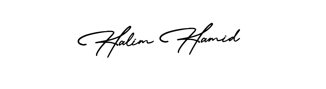 The best way (AmerikaSignatureDemo-Regular) to make a short signature is to pick only two or three words in your name. The name Halim Hamid include a total of six letters. For converting this name. Halim Hamid signature style 3 images and pictures png