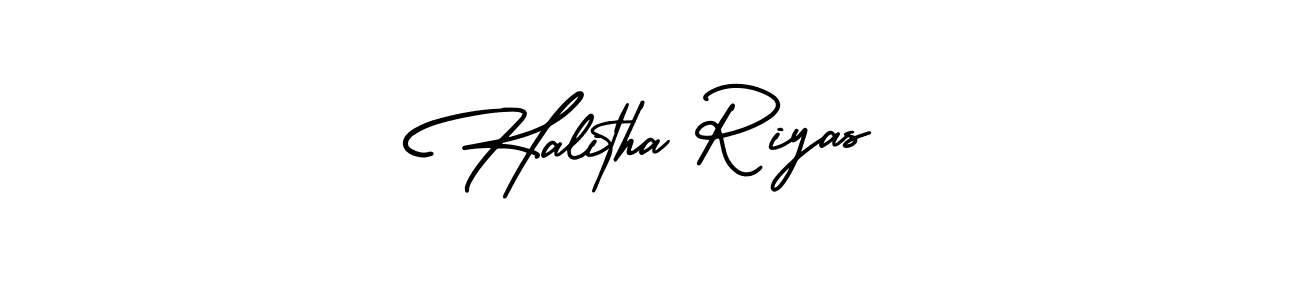 Similarly AmerikaSignatureDemo-Regular is the best handwritten signature design. Signature creator online .You can use it as an online autograph creator for name Halitha Riyas. Halitha Riyas signature style 3 images and pictures png