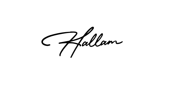 You should practise on your own different ways (AmerikaSignatureDemo-Regular) to write your name (Hallam) in signature. don't let someone else do it for you. Hallam signature style 3 images and pictures png