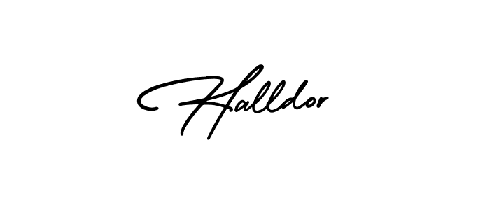 How to make Halldor name signature. Use AmerikaSignatureDemo-Regular style for creating short signs online. This is the latest handwritten sign. Halldor signature style 3 images and pictures png