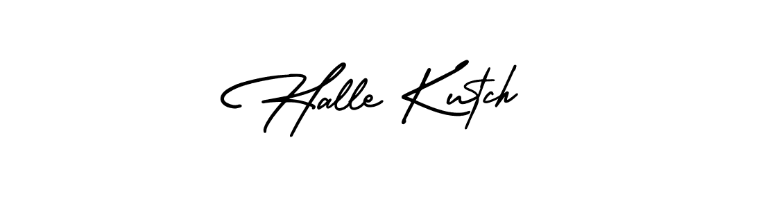 The best way (AmerikaSignatureDemo-Regular) to make a short signature is to pick only two or three words in your name. The name Halle Kutch include a total of six letters. For converting this name. Halle Kutch signature style 3 images and pictures png