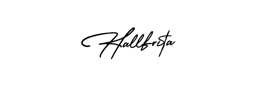if you are searching for the best signature style for your name Hallfrita. so please give up your signature search. here we have designed multiple signature styles  using AmerikaSignatureDemo-Regular. Hallfrita signature style 3 images and pictures png