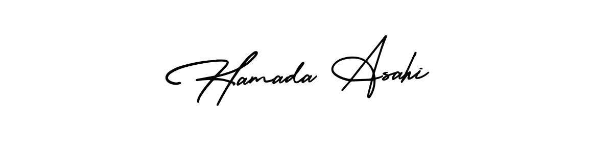 You should practise on your own different ways (AmerikaSignatureDemo-Regular) to write your name (Hamada Asahi) in signature. don't let someone else do it for you. Hamada Asahi signature style 3 images and pictures png