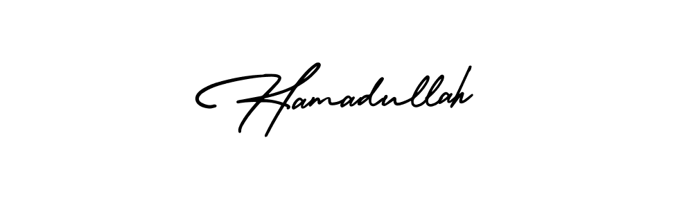 You should practise on your own different ways (AmerikaSignatureDemo-Regular) to write your name (Hamadullah) in signature. don't let someone else do it for you. Hamadullah signature style 3 images and pictures png