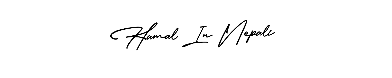 How to make Hamal In Nepali name signature. Use AmerikaSignatureDemo-Regular style for creating short signs online. This is the latest handwritten sign. Hamal In Nepali signature style 3 images and pictures png