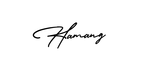 Use a signature maker to create a handwritten signature online. With this signature software, you can design (AmerikaSignatureDemo-Regular) your own signature for name Hamang. Hamang signature style 3 images and pictures png