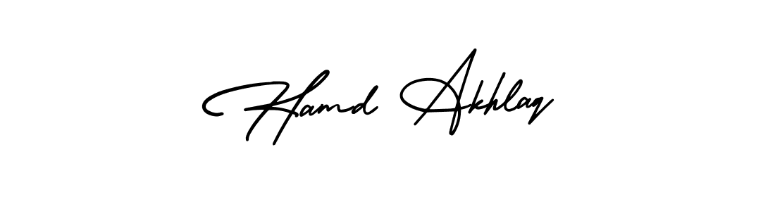AmerikaSignatureDemo-Regular is a professional signature style that is perfect for those who want to add a touch of class to their signature. It is also a great choice for those who want to make their signature more unique. Get Hamd Akhlaq name to fancy signature for free. Hamd Akhlaq signature style 3 images and pictures png