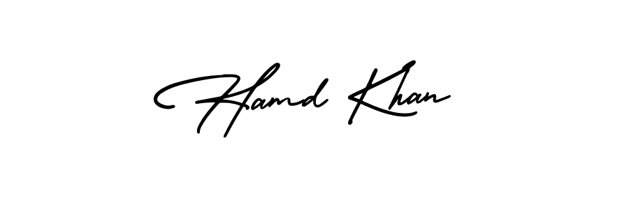 AmerikaSignatureDemo-Regular is a professional signature style that is perfect for those who want to add a touch of class to their signature. It is also a great choice for those who want to make their signature more unique. Get Hamd Khan name to fancy signature for free. Hamd Khan signature style 3 images and pictures png