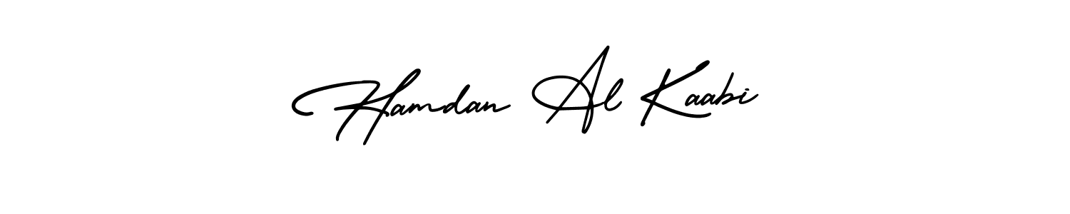 You should practise on your own different ways (AmerikaSignatureDemo-Regular) to write your name (Hamdan Al Kaabi) in signature. don't let someone else do it for you. Hamdan Al Kaabi signature style 3 images and pictures png