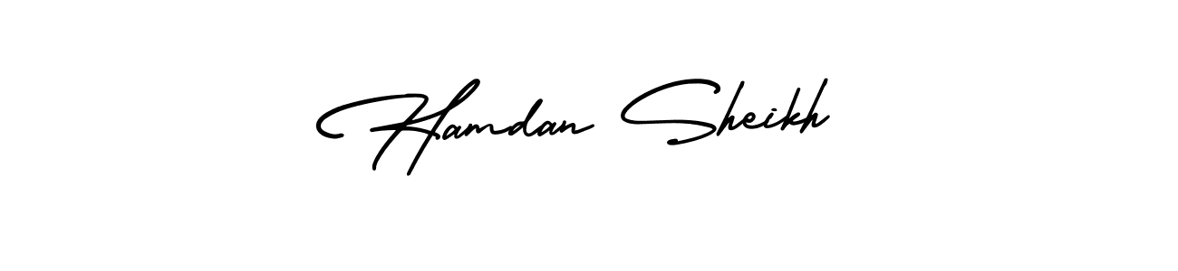 How to Draw Hamdan Sheikh signature style? AmerikaSignatureDemo-Regular is a latest design signature styles for name Hamdan Sheikh. Hamdan Sheikh signature style 3 images and pictures png