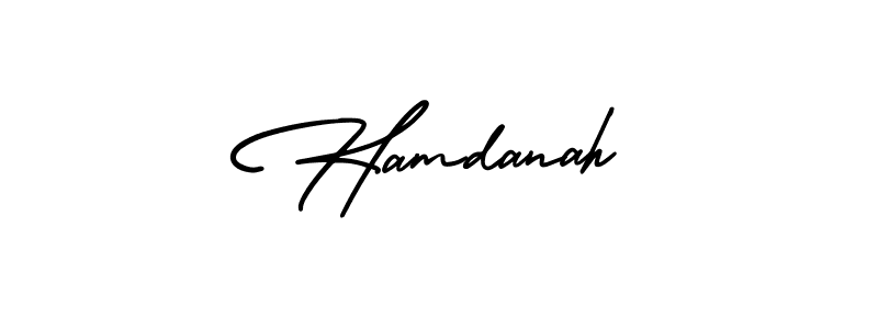 You should practise on your own different ways (AmerikaSignatureDemo-Regular) to write your name (Hamdanah) in signature. don't let someone else do it for you. Hamdanah signature style 3 images and pictures png
