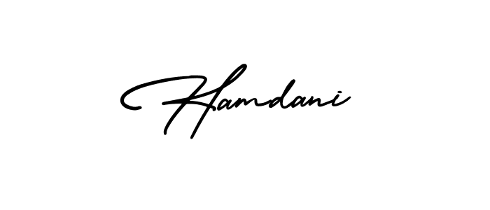 The best way (AmerikaSignatureDemo-Regular) to make a short signature is to pick only two or three words in your name. The name Hamdani include a total of six letters. For converting this name. Hamdani signature style 3 images and pictures png