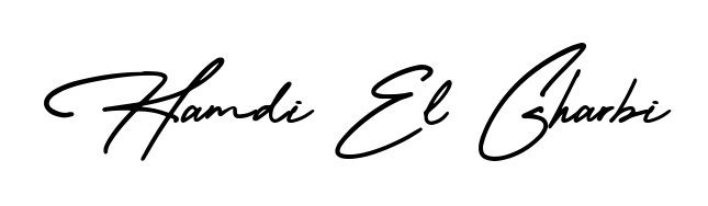 The AmerikaSignatureDemo-Regular font transforms the name Hamdi El Gharbi into an executive sign with sharp precision and distinguished character. Hamdi El Gharbi signature style 3 images and pictures png