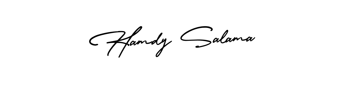 This is the best signature style for the Hamdy Salama name. Also you like these signature font (AmerikaSignatureDemo-Regular). Mix name signature. Hamdy Salama signature style 3 images and pictures png