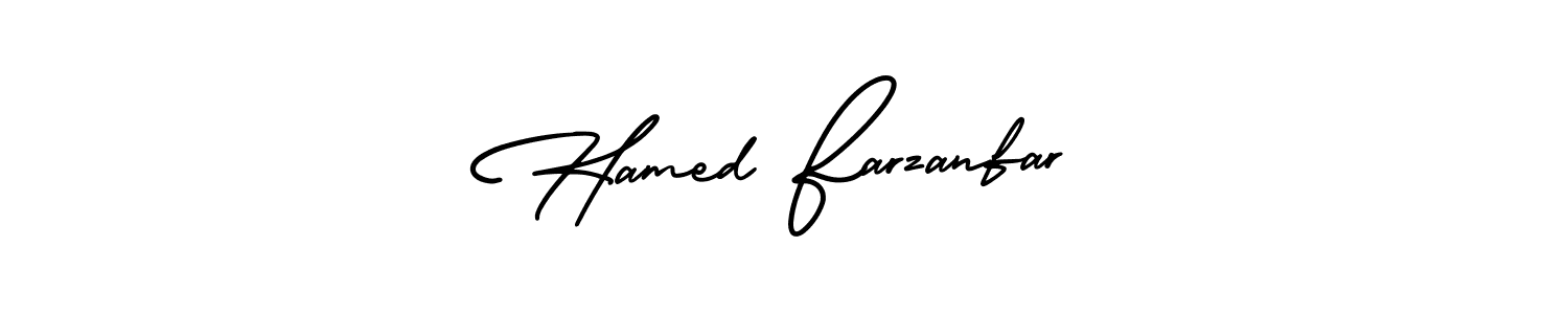 Make a short Hamed Farzanfar signature style. Manage your documents anywhere anytime using AmerikaSignatureDemo-Regular. Create and add eSignatures, submit forms, share and send files easily. Hamed Farzanfar signature style 3 images and pictures png