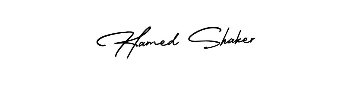 How to Draw Hamed Shaker signature style? AmerikaSignatureDemo-Regular is a latest design signature styles for name Hamed Shaker. Hamed Shaker signature style 3 images and pictures png