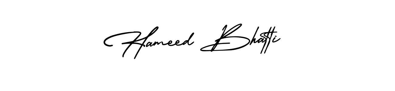 The best way (AmerikaSignatureDemo-Regular) to make a short signature is to pick only two or three words in your name. The name Hameed Bhatti include a total of six letters. For converting this name. Hameed Bhatti signature style 3 images and pictures png