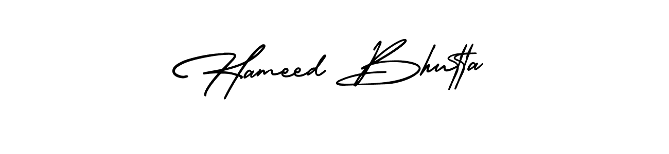 This is the best signature style for the Hameed Bhutta name. Also you like these signature font (AmerikaSignatureDemo-Regular). Mix name signature. Hameed Bhutta signature style 3 images and pictures png