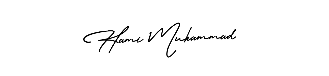 How to Draw Hami Muhammad signature style? AmerikaSignatureDemo-Regular is a latest design signature styles for name Hami Muhammad. Hami Muhammad signature style 3 images and pictures png