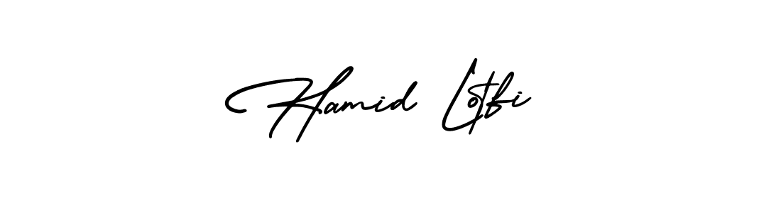 The best way (AmerikaSignatureDemo-Regular) to make a short signature is to pick only two or three words in your name. The name Hamid Lotfi include a total of six letters. For converting this name. Hamid Lotfi signature style 3 images and pictures png