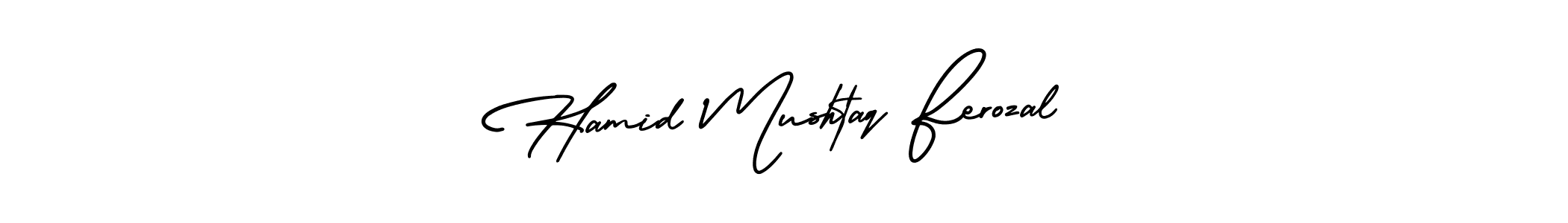 Hamid Mushtaq Ferozal stylish signature style. Best Handwritten Sign (AmerikaSignatureDemo-Regular) for my name. Handwritten Signature Collection Ideas for my name Hamid Mushtaq Ferozal. Hamid Mushtaq Ferozal signature style 3 images and pictures png