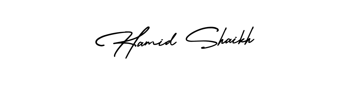 Make a short Hamid Shaikh signature style. Manage your documents anywhere anytime using AmerikaSignatureDemo-Regular. Create and add eSignatures, submit forms, share and send files easily. Hamid Shaikh signature style 3 images and pictures png