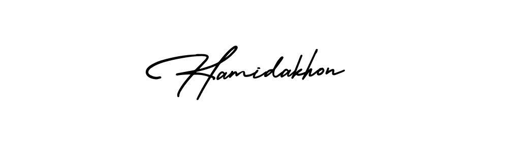 if you are searching for the best signature style for your name Hamidakhon. so please give up your signature search. here we have designed multiple signature styles  using AmerikaSignatureDemo-Regular. Hamidakhon signature style 3 images and pictures png