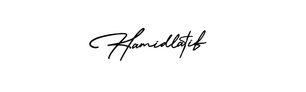 You should practise on your own different ways (AmerikaSignatureDemo-Regular) to write your name (Hamidlatif) in signature. don't let someone else do it for you. Hamidlatif signature style 3 images and pictures png
