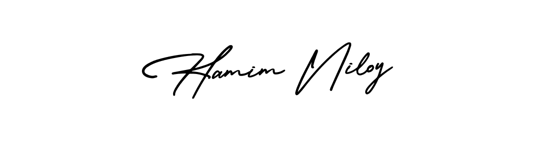 How to make Hamim Niloy name signature. Use AmerikaSignatureDemo-Regular style for creating short signs online. This is the latest handwritten sign. Hamim Niloy signature style 3 images and pictures png
