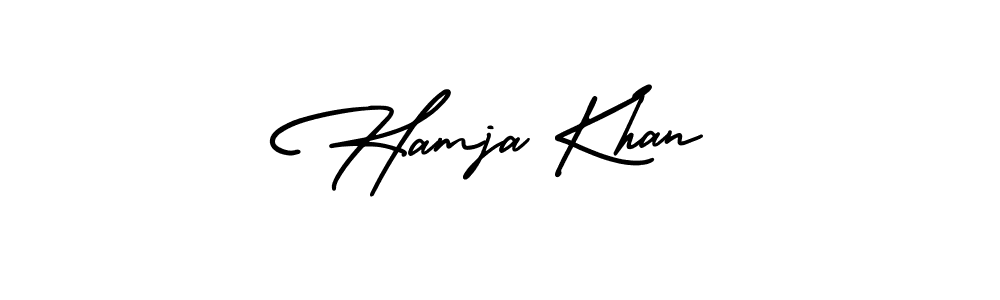 The best way (AmerikaSignatureDemo-Regular) to make a short signature is to pick only two or three words in your name. The name Hamja Khan include a total of six letters. For converting this name. Hamja Khan signature style 3 images and pictures png